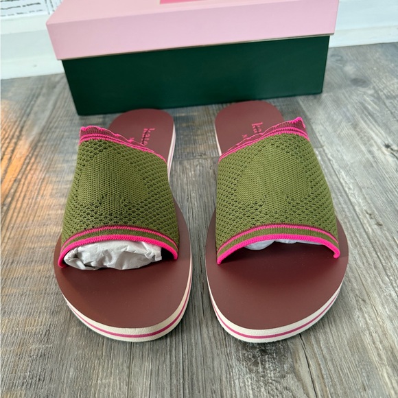 Kate Spade Festival Olive and Pink Slide Sandals Size 10 NIB - Picture 5 of 11